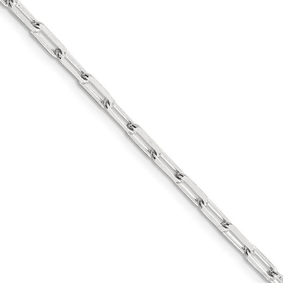 3.25mm Sterling Silver Solid Elongated Cable Chain Necklace 24 Inch